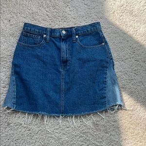 Madewell Denim Frayed Hem Mini Skirt - Blue size 26